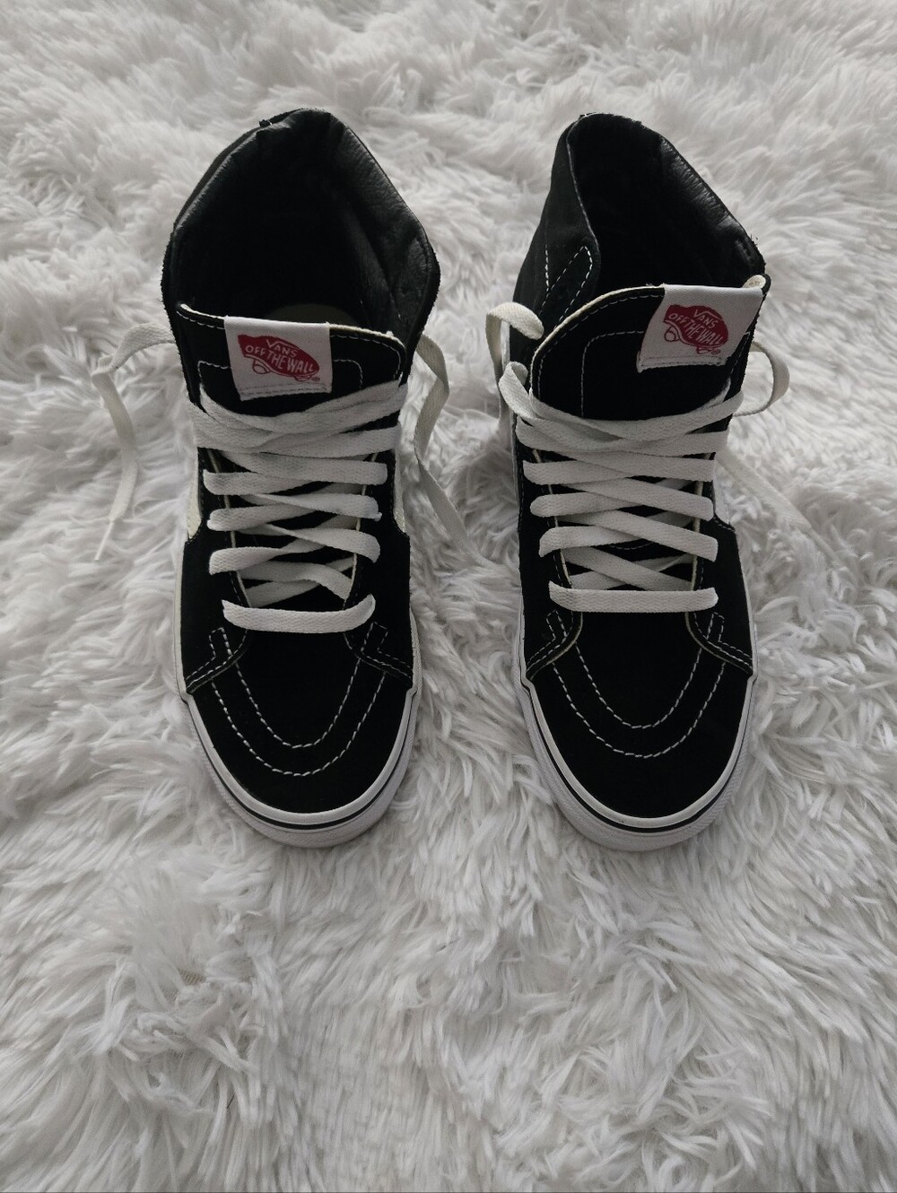 Vans Black and White High-Top Skate Sneakers